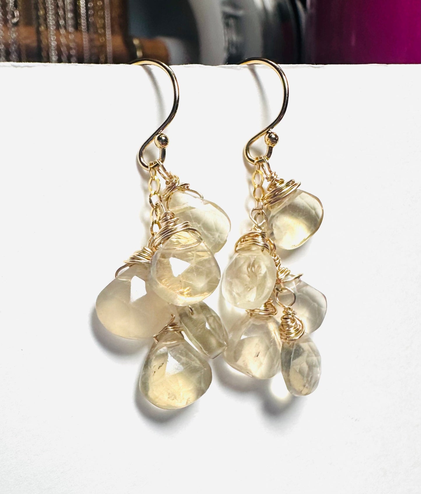 Citrine and Fluorite Drop Earrings*