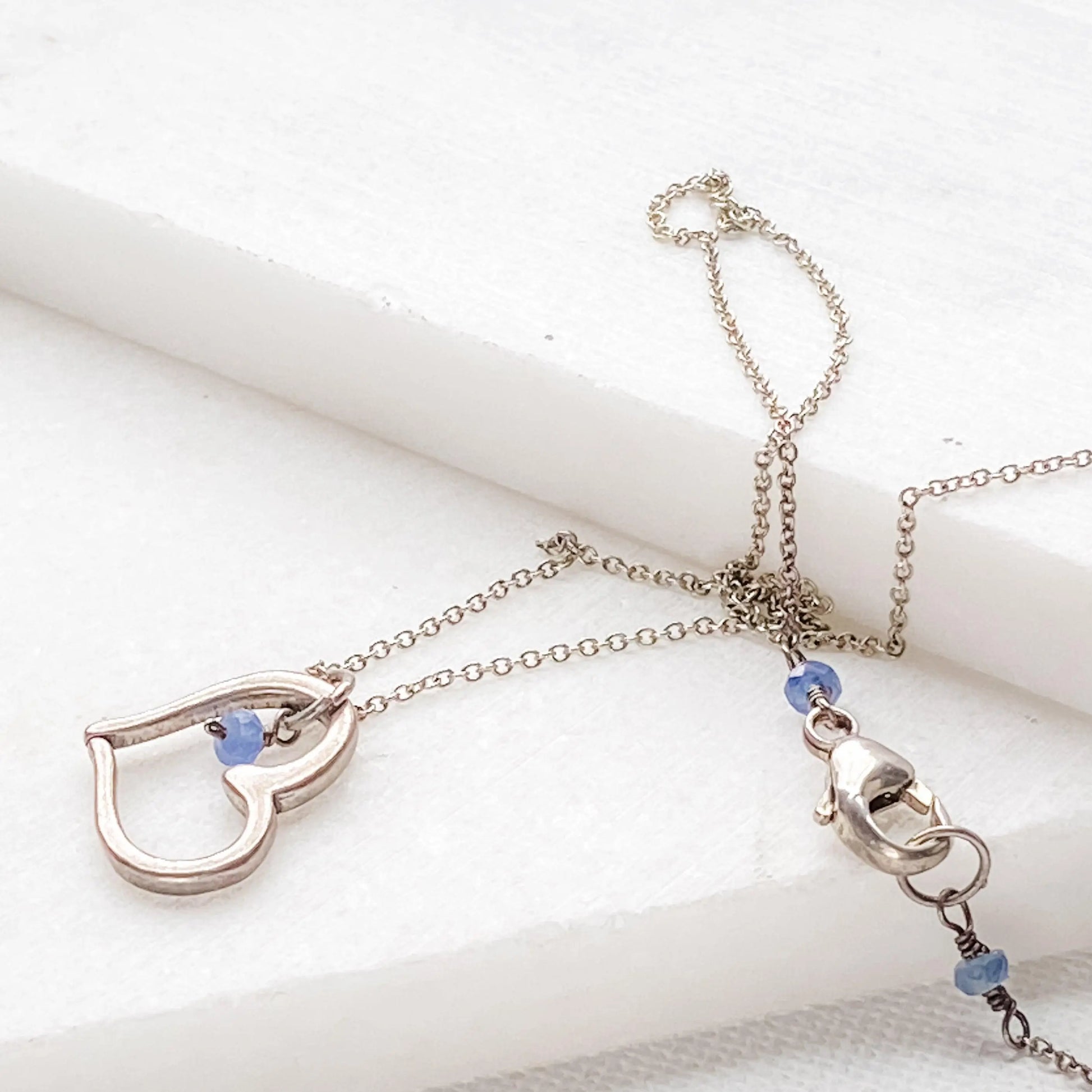 Heart Charm with Tiny Beads on Oxidized Sterling Silver Necklace - Uni-T