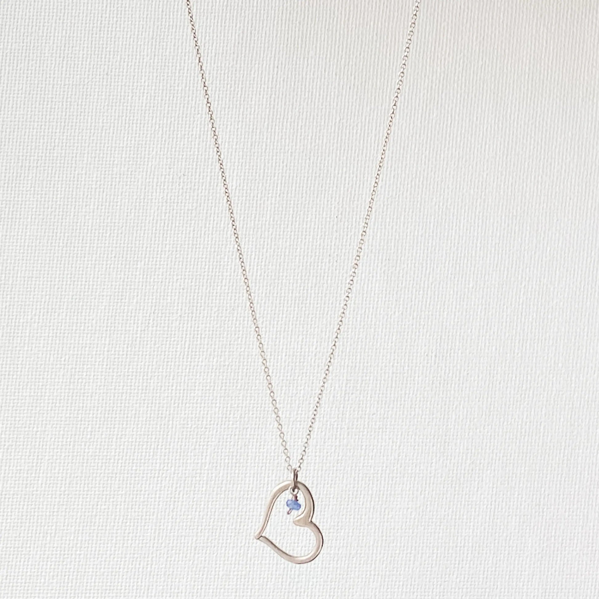 Heart Charm with Tiny Beads on Oxidized Sterling Silver Necklace - Uni-T