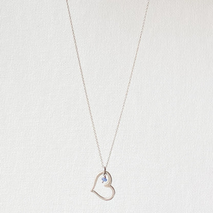 Heart Charm with Tiny Beads on Oxidized Sterling Silver Necklace - Uni-T