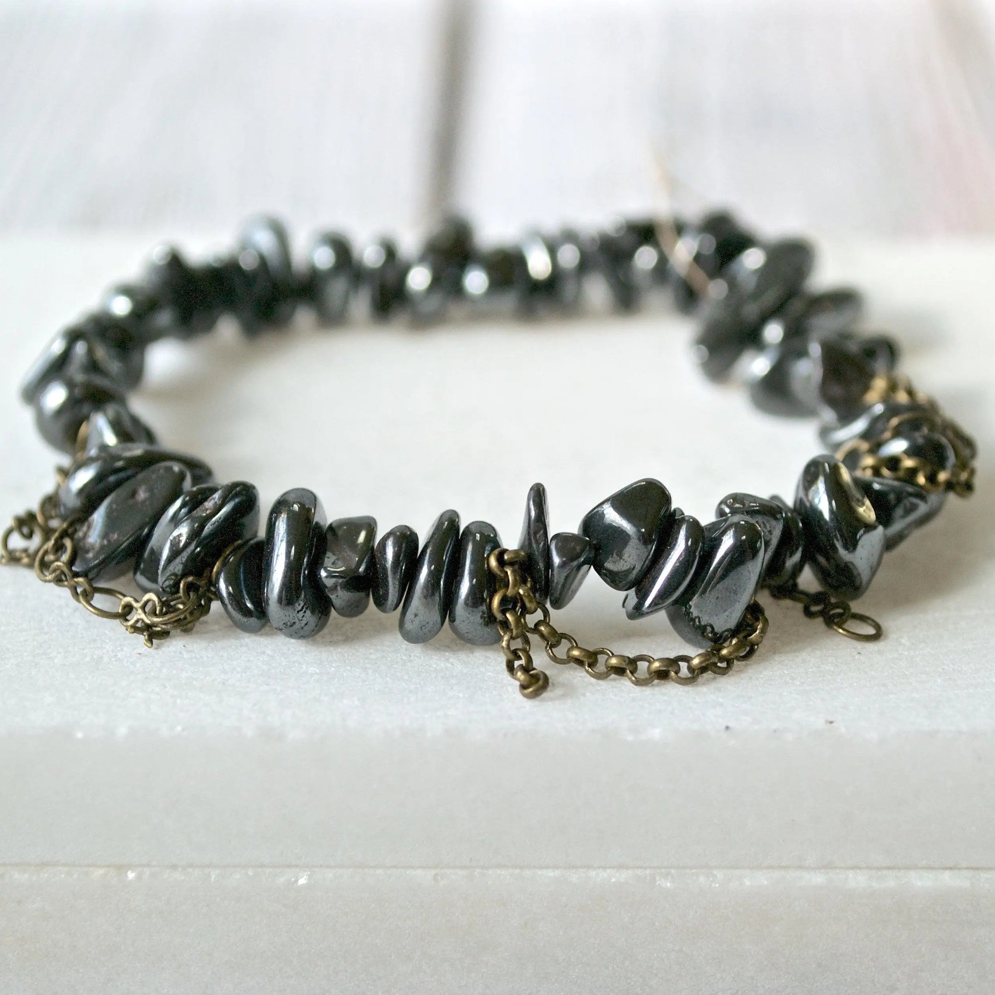 Hematite + Tigers Eye With Chain Bracelet  - Uni-T