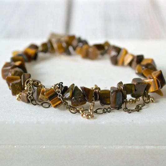Hematite + Tigers Eye With Chain Bracelet  - Uni-T