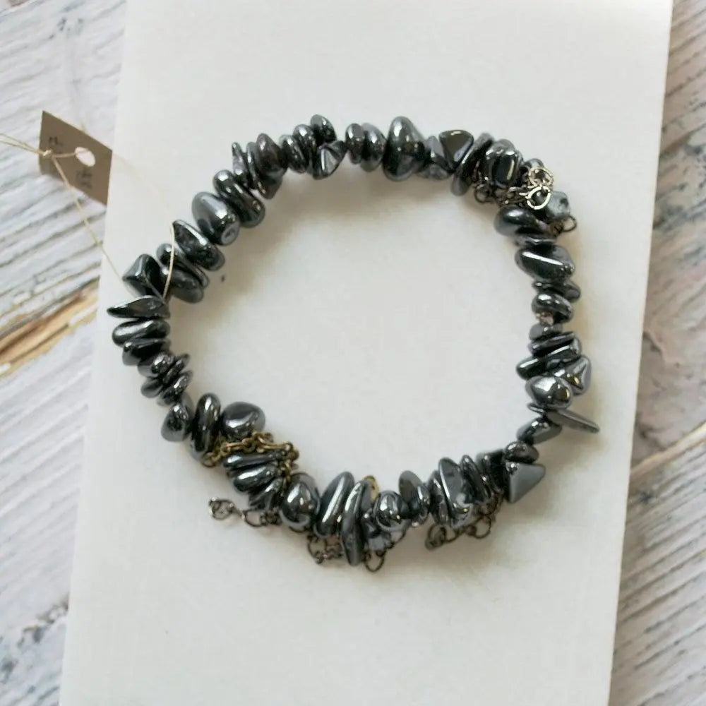 Hematite + Tigers Eye With Chain Bracelet  - Uni-T