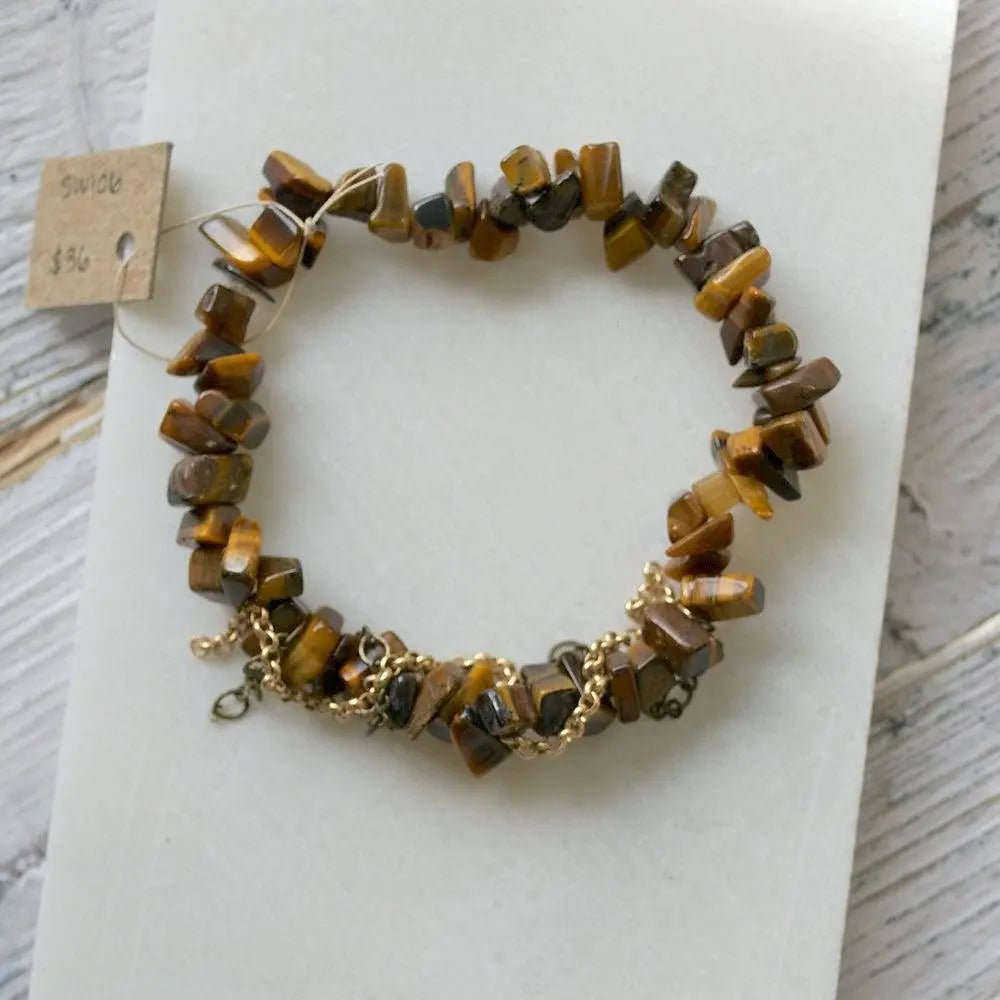 Hematite + Tigers Eye With Chain Bracelet  - Uni-T
