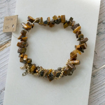 Hematite + Tigers Eye With Chain Bracelet  - Uni-T