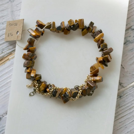 Hematite + Tigers Eye With Chain Bracelet  - Uni-T