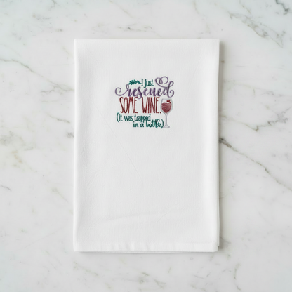 I just rescued some wine. (It was trapped in a bottle.) Embroidered Towel