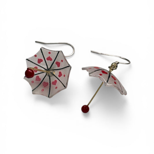 Umbrella Earrings with Hearts