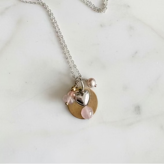 Heart Charm Rose Quartz Necklace*