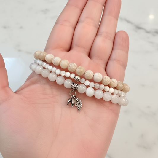 Light Gemstone Stretch Bracelets