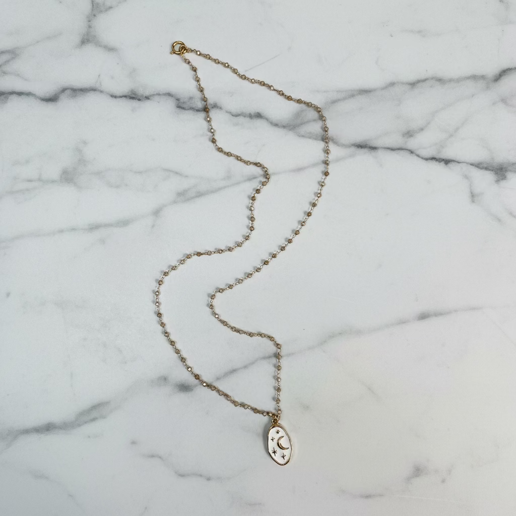 Enamel, Glass & 14K Gold Fill Necklace