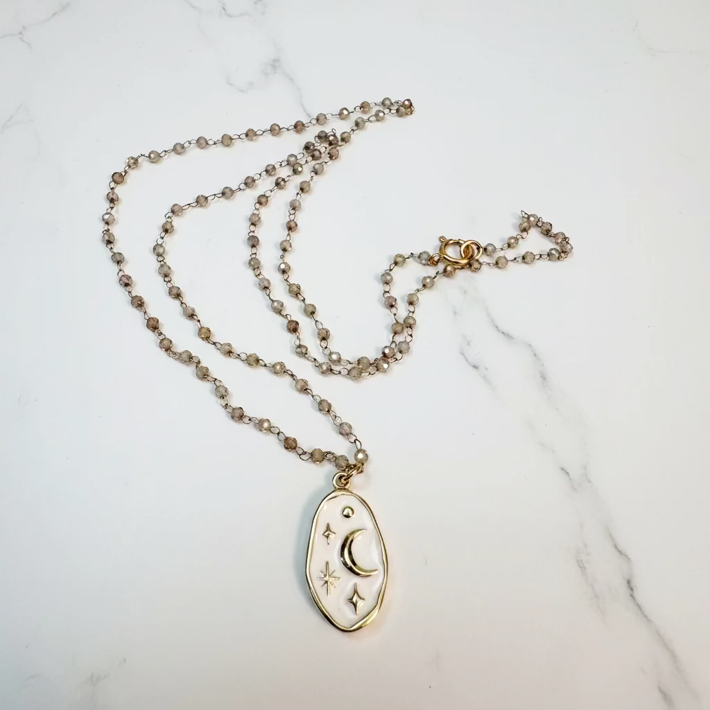 Enamel, Glass & 14K Gold Fill Necklace