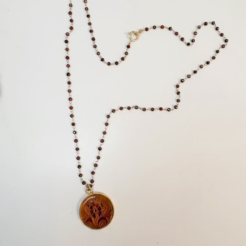 Brocade Glass & 14K Gold Fill Necklace (Copy)