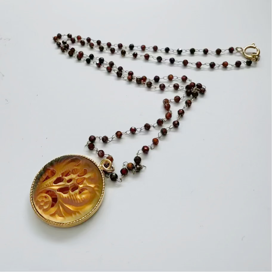 Brocade Glass & 14K Gold Fill Necklace (Copy)