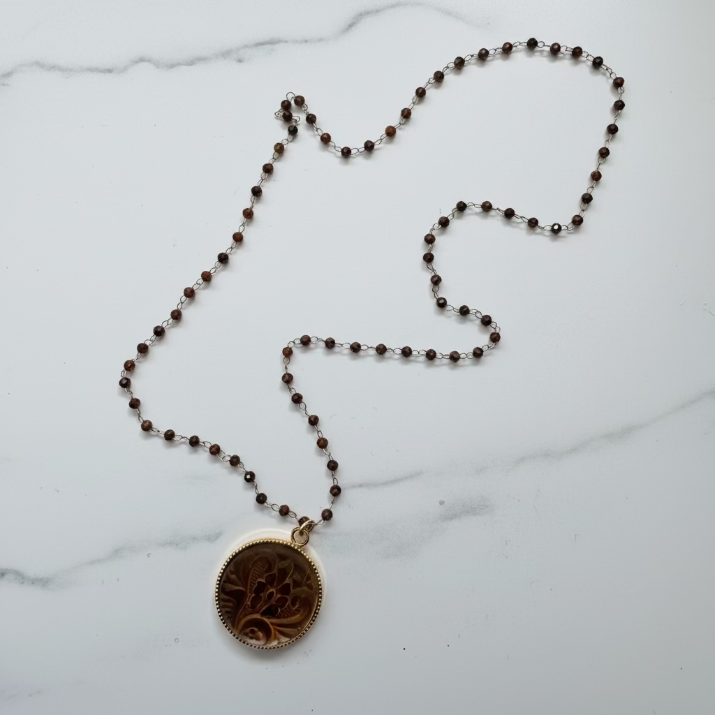 Brocade Glass & 14K Gold Fill Necklace (Copy)
