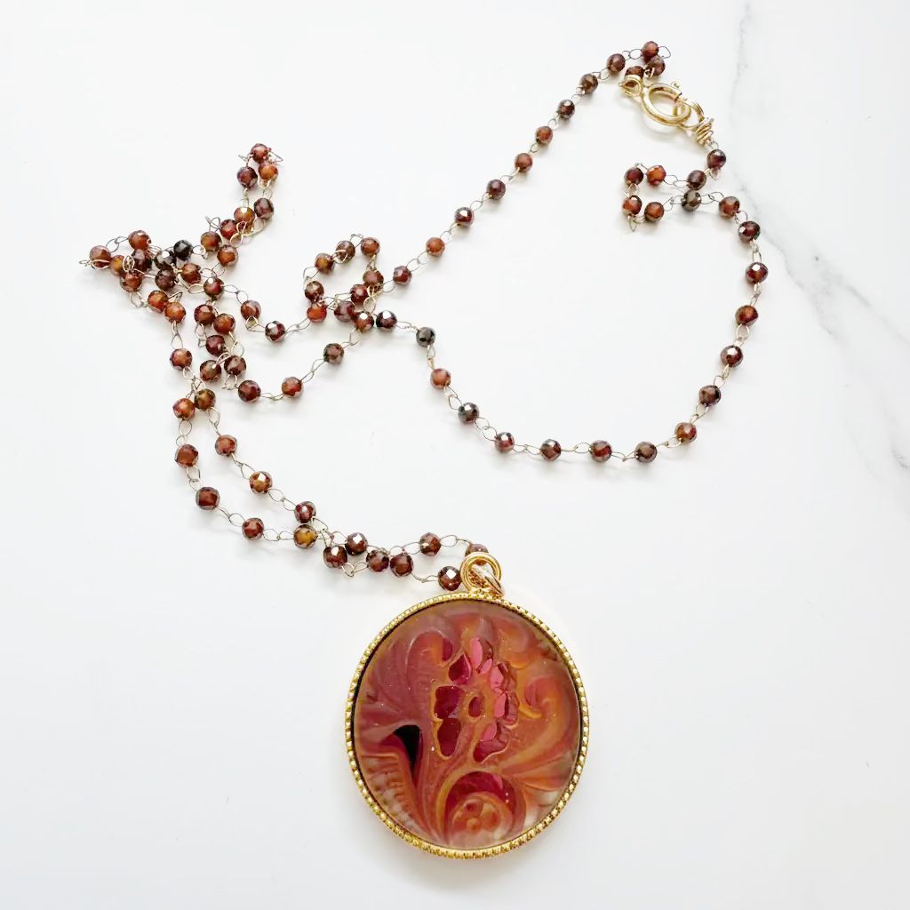 Brocade Glass & 14K Gold Fill Necklace (Copy)