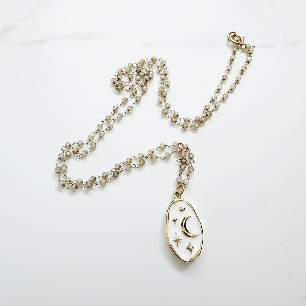 Enamel, Glass & 14K Gold Fill Necklace