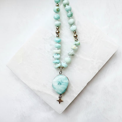 Beaded Larimar Gemstone Necklace