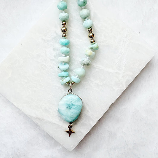 Beaded Larimar Gemstone Necklace***