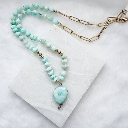 Beaded Larimar Gemstone Necklace