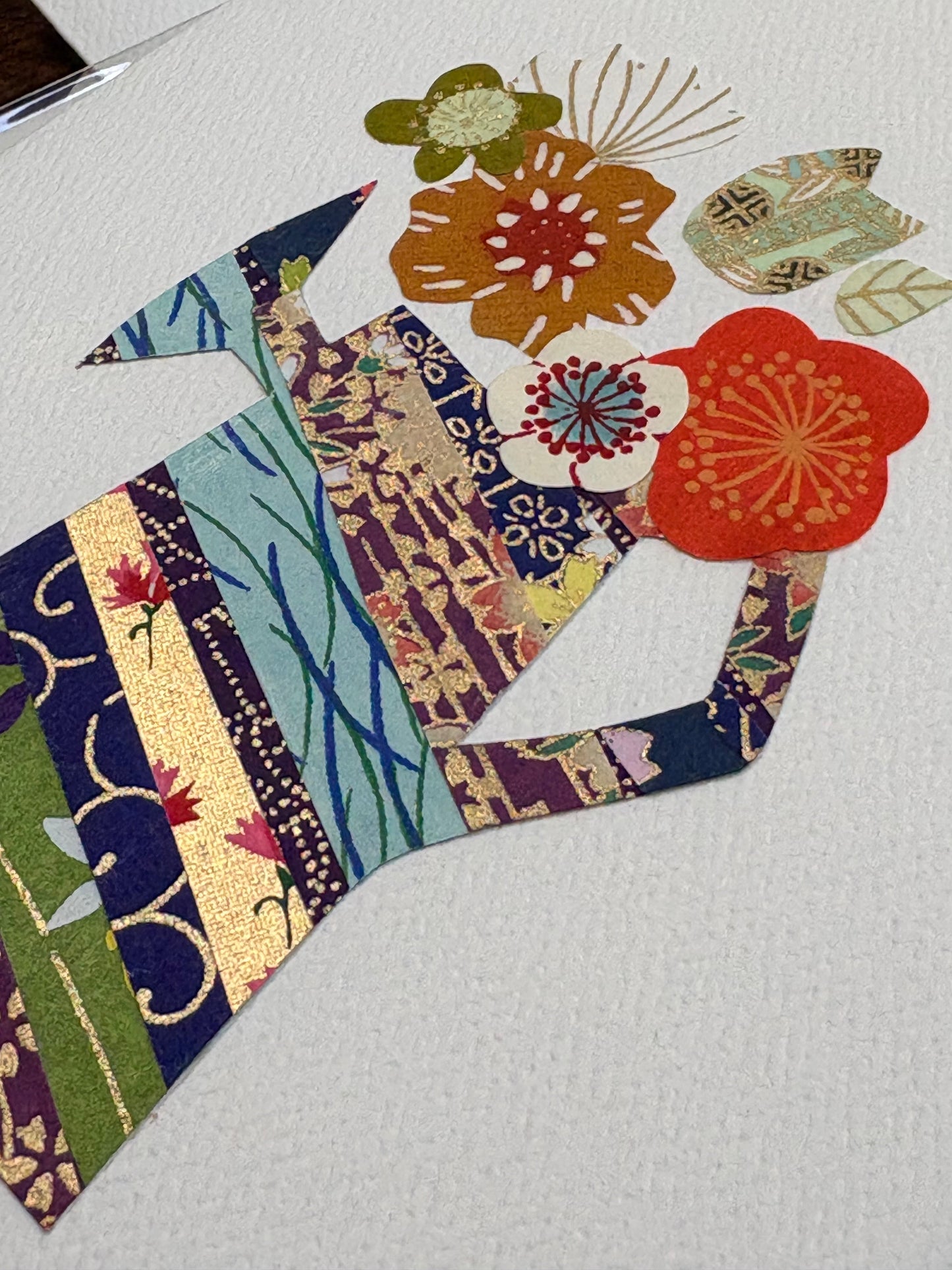 Unique Handmade Collage Greeting Card: Artful Floral Design