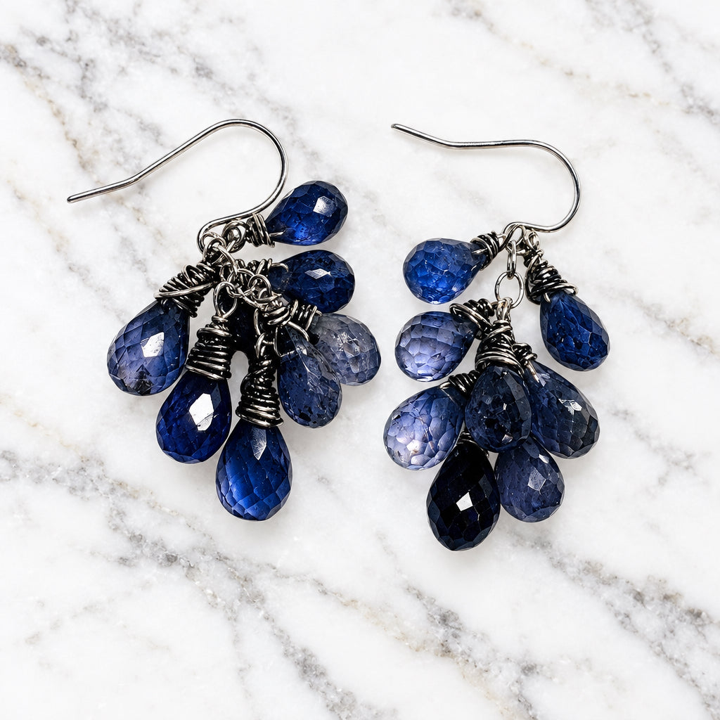 Natural Iolite Drop Earrings