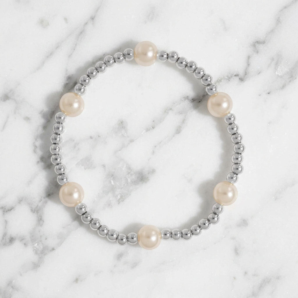 Glass Pearl Stretch Bracelet
