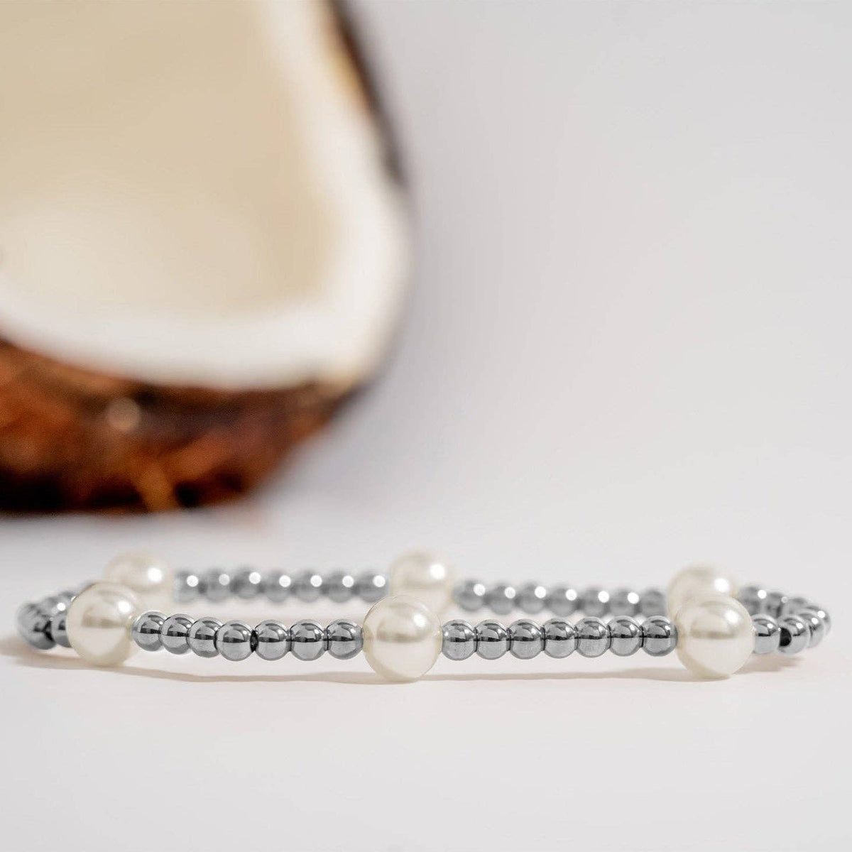 Glass Pearl Stretch Bracelet