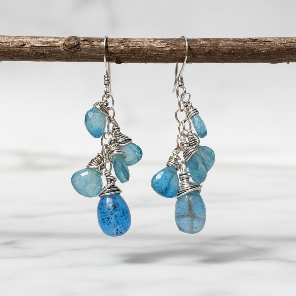 Kyanite Drop Earrings Sterling Silver Design