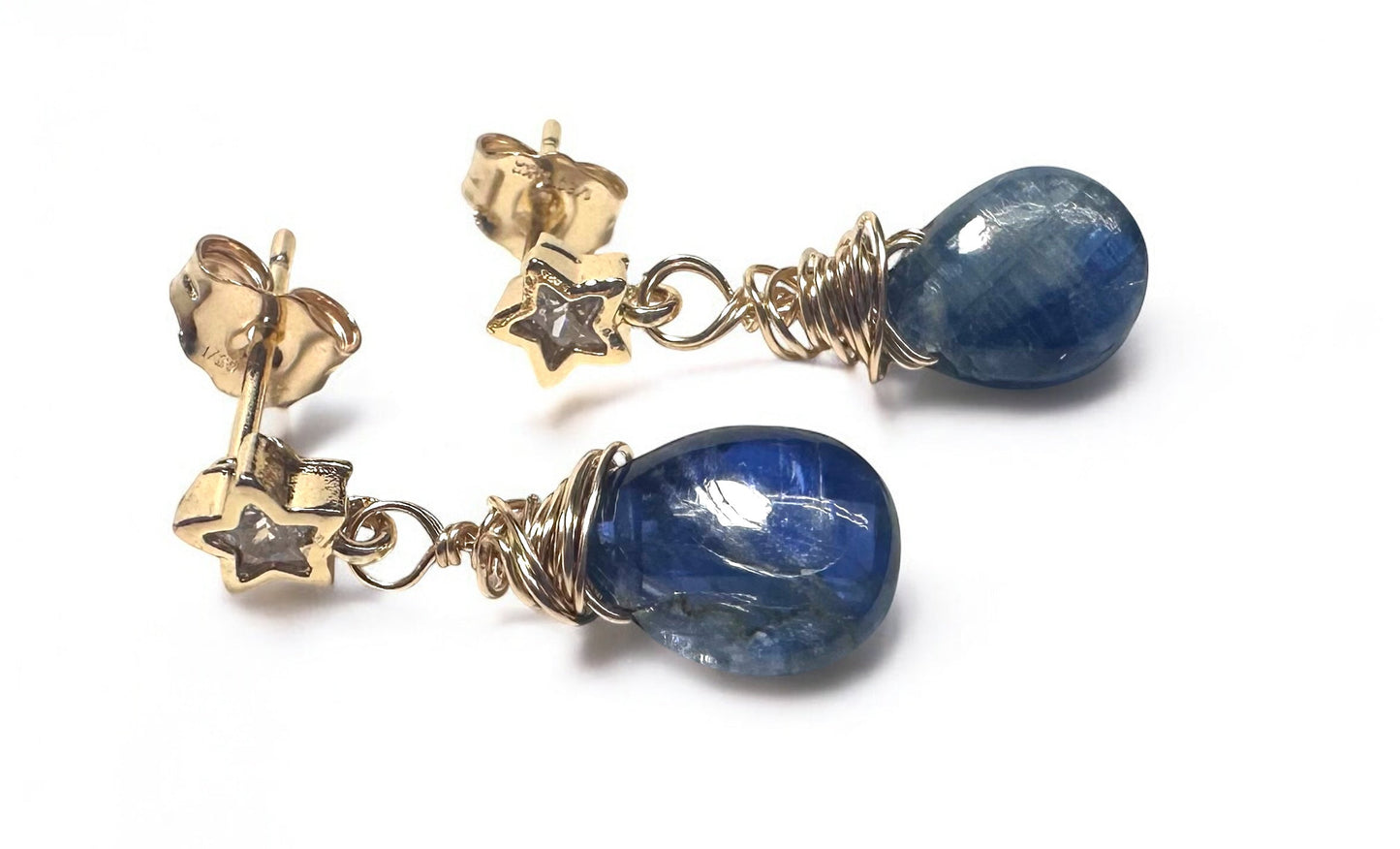 Kyanite Star Earrings/Star Stud Gemstone Earrings*