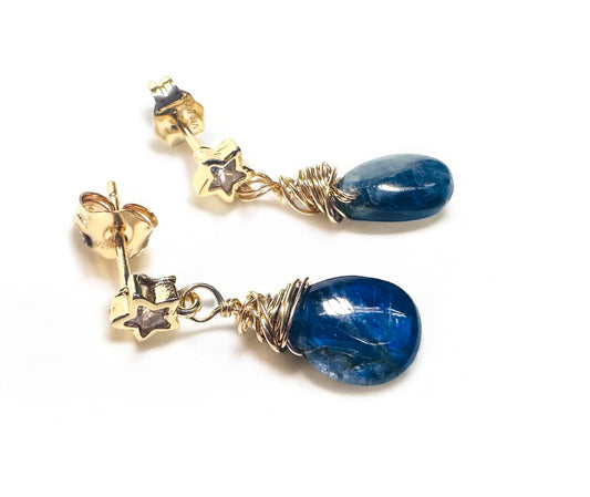Kyanite Star Earrings/Star Stud Gemstone Earrings*
