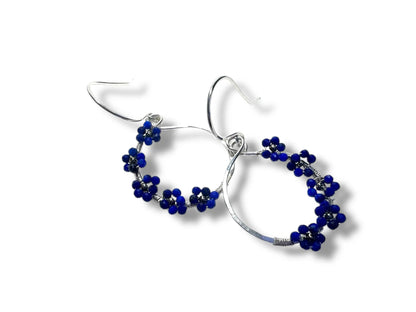Lapis Lazuli Flower Silver Hoops* Janine Gerade