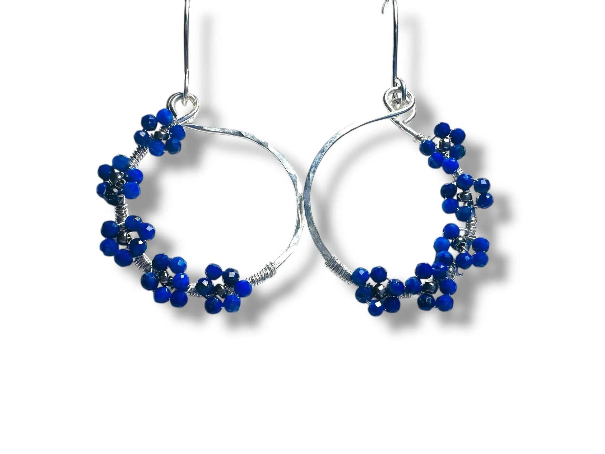 Lapis Lazuli Flower Silver Hoops* Janine Gerade