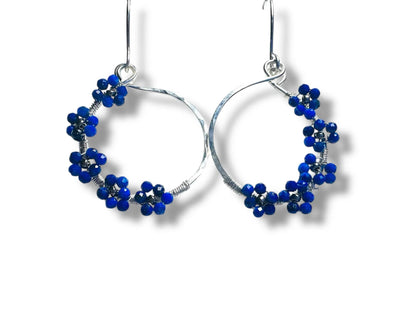 Lapis Lazuli Flower Silver Hoops* Janine Gerade