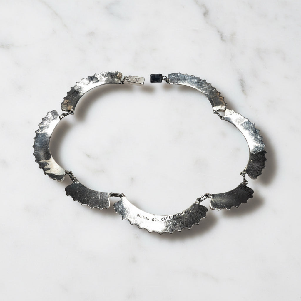 Silver textured choker necklace