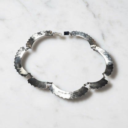 Silver textured choker necklace