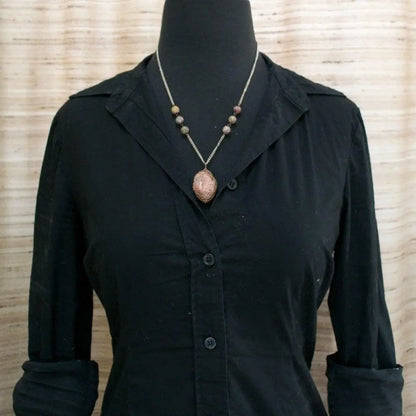 Macrame Stone-Wrapped Pendant with Seed Beads - Uni-T