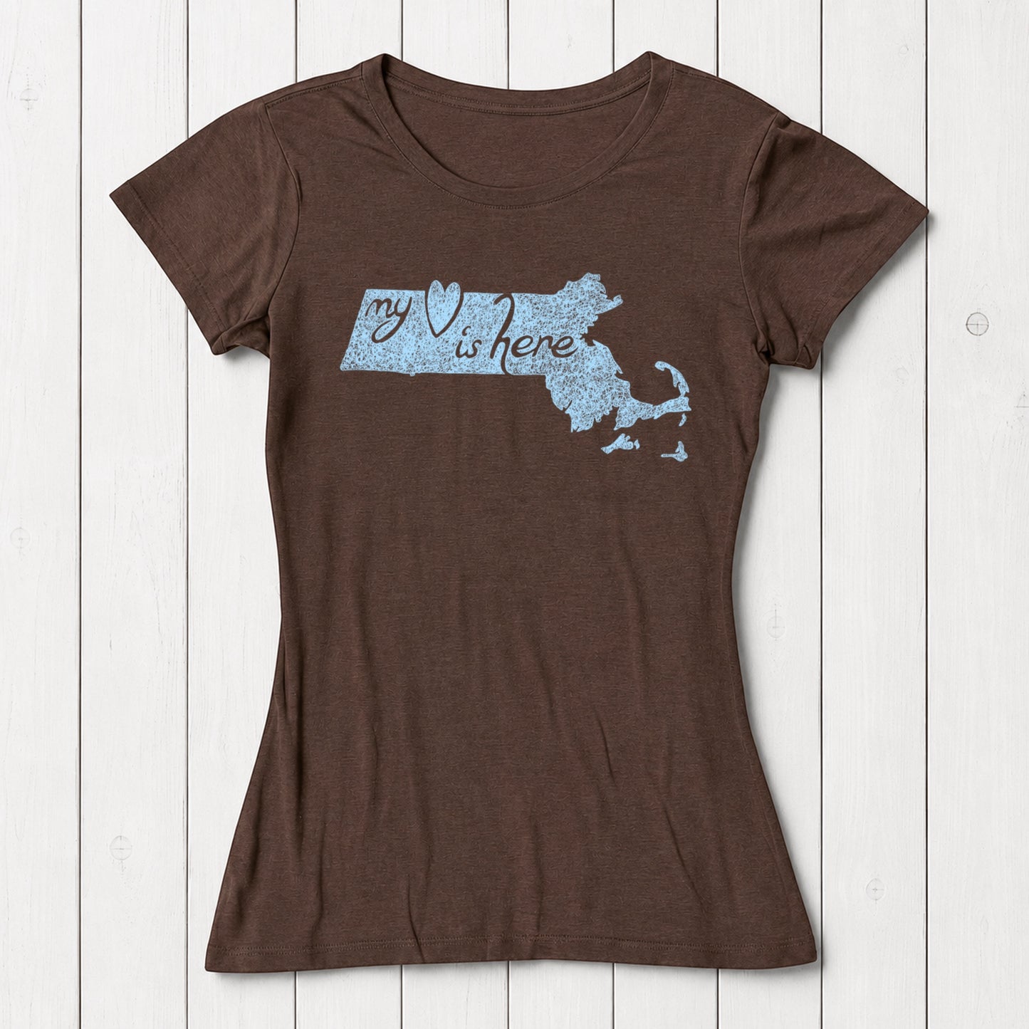 "My Heart Is Here" Massachusetts T-Shirt for Women