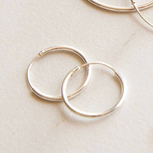 Sterling Silver Hoops Earrings Collection with 8 Sizes