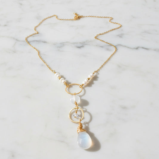 Moonstone Circle Necklace Gold Filled * Janine Gerade