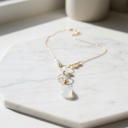 Moonstone Circle Necklace Gold Filled * Janine Gerade