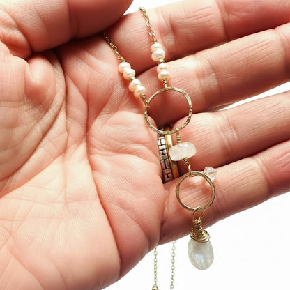 Moonstone Circle Necklace Gold Filled * Janine Gerade