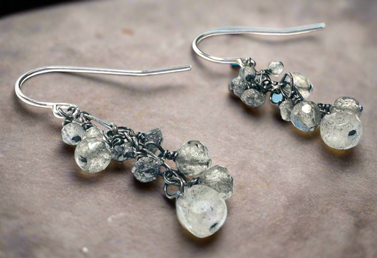 Chain Drop Earrings-moonstone Gemstone*