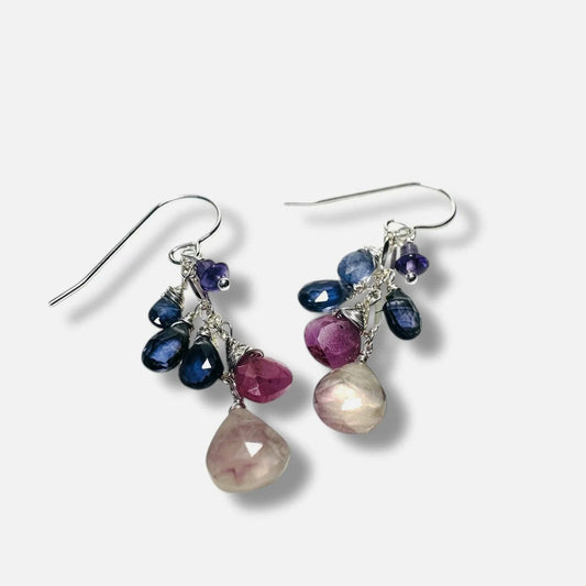 Chain Drop Earrings-Multi Gemstone*