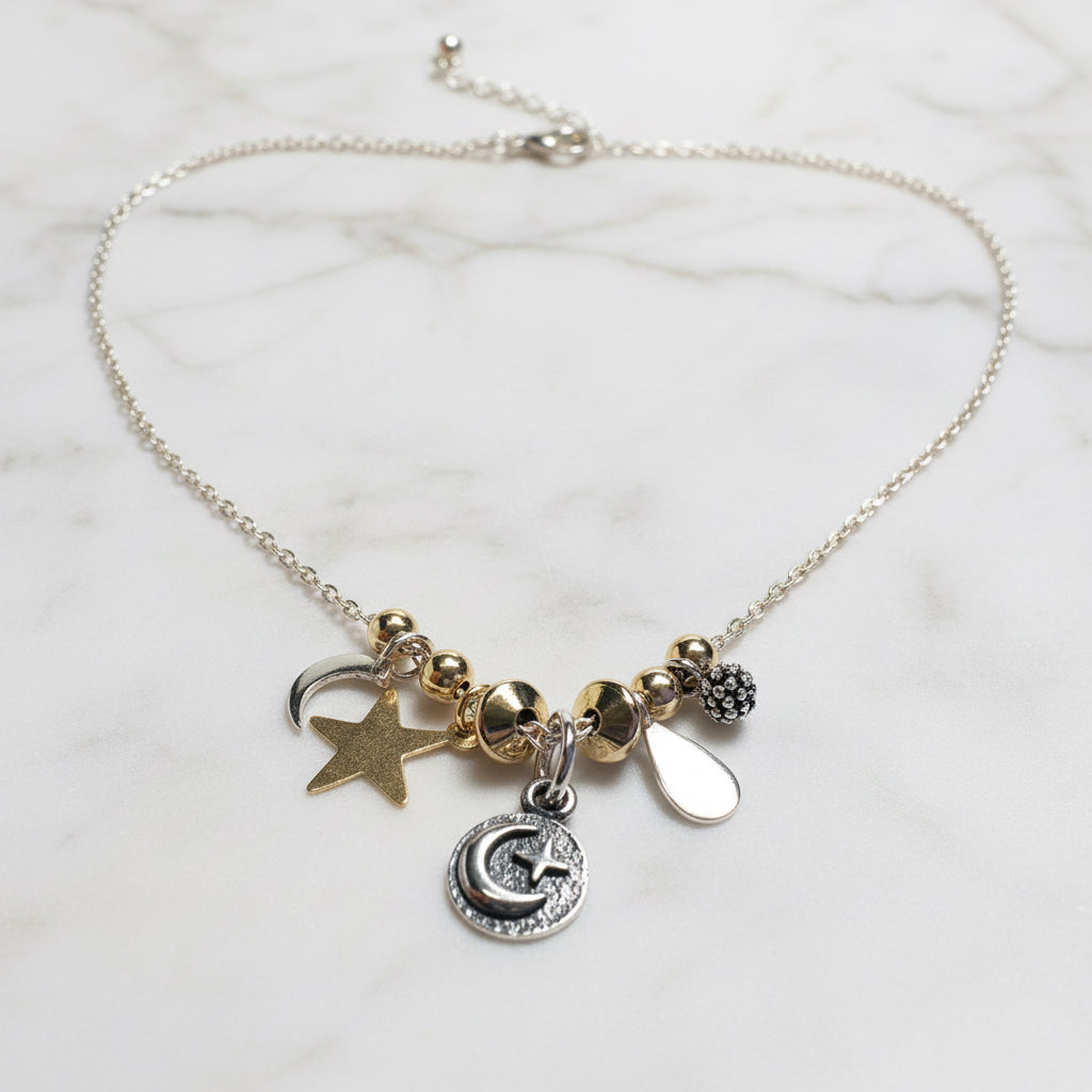 Multi Metal Charm Necklace/Golden Charm Necklace*