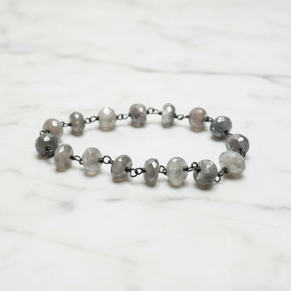 Mystic Grey Moonstone Chain Bracelet* Janine Gerade