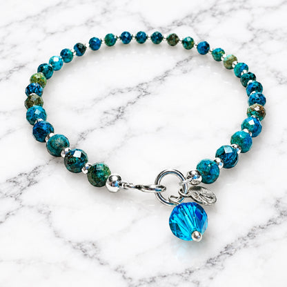 Natural Chrysocolla Beaded Bracelet- Large