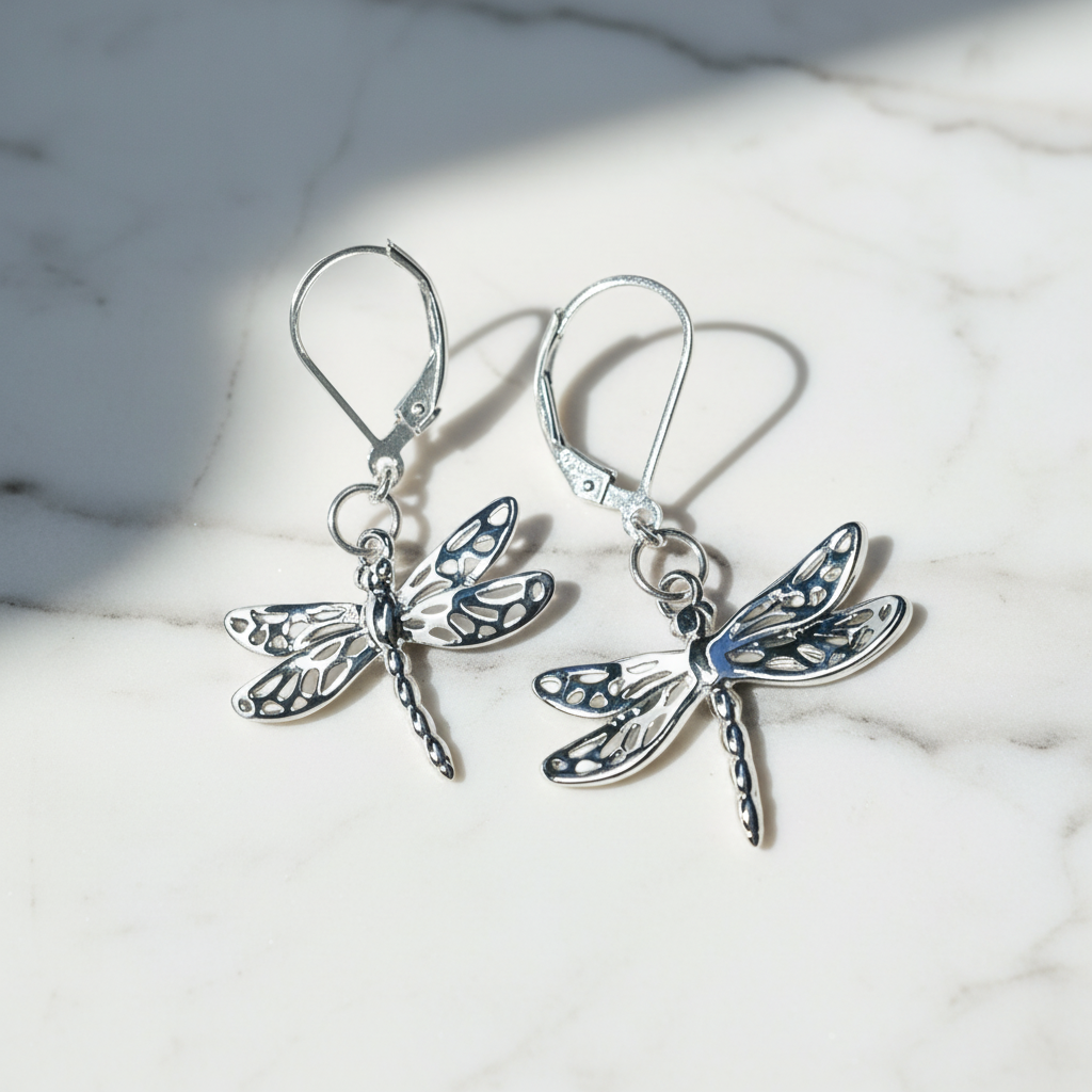 Dragonfly Silver  Earrings/Bug Earrings/Nature Earrings