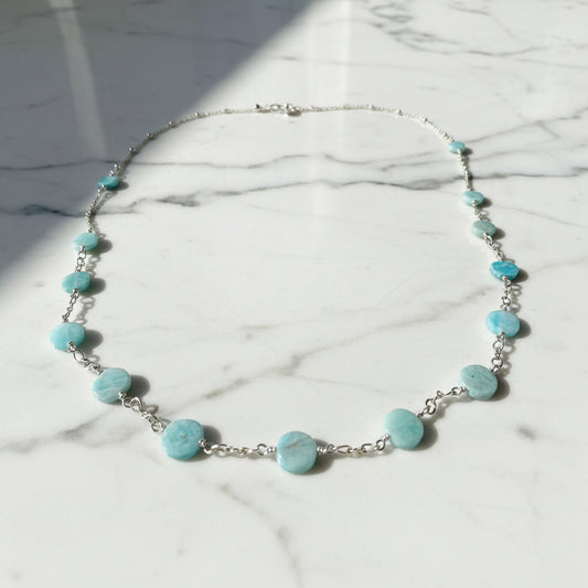 Amazonite Flat Coin Bead Necklace***