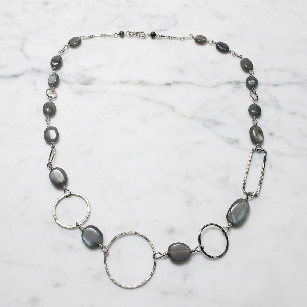 Sterling Silver Link Moonstone Necklace